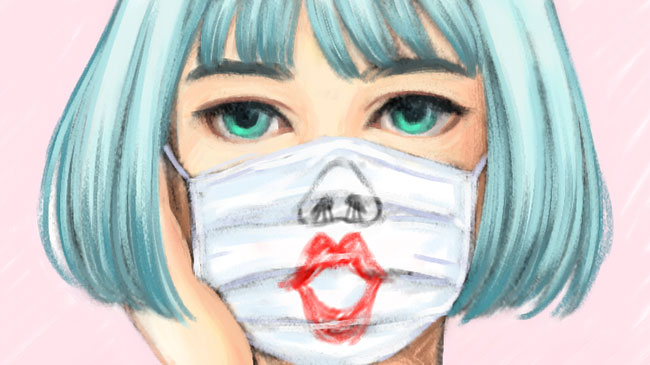 マスクを着けた女性